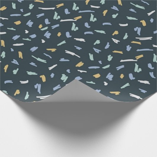 Blauw geel wit geometrisch inpakpapier (Hoek)