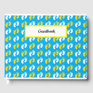 BLAUW GEEL WITTE BABY VOETEN GASTENBOEK