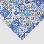 Blauw Geel Witte Meditterraanse Mozaïek Tegels  Tissuepapier (Detail)