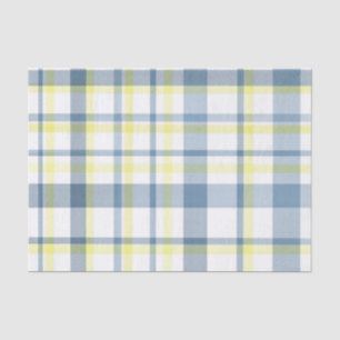Blauw Geel Witte Waterverf Plaid Tissuepapier