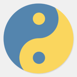 Blauw & Geel Yin en Yang Symboolontwerp Python Ronde Sticker