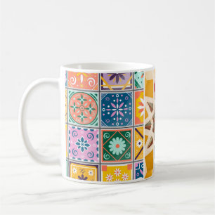Blauw & Geel Zellij Mozaïek Patroon Koffiemok