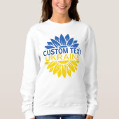 Blauw/geel zonnebloem Aangepaste tekst.  Trui (Voorkant)