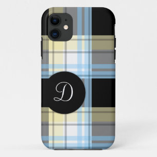 Blauw - Geel Zwart Monogram iPhone 5 Hoesje