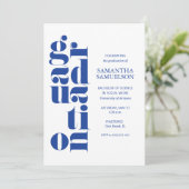 Blauw Geen Foto Afstuderen Kaart (Staand voorkant)