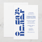 Blauw Geen Foto Afstuderen Kaart (Voorkant / Achterkant)