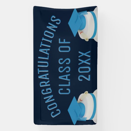 Blauw Gefeliciteerd Klasse van Afstuderen Banner (Verticaal)