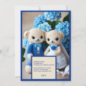 blauw gehaakte bruiloft paar uitnodiging (Achterkant)
