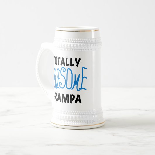 Blauw geheel Geweldige Grampa T-shirts en cadeautj Bierpul (Voorkant links)