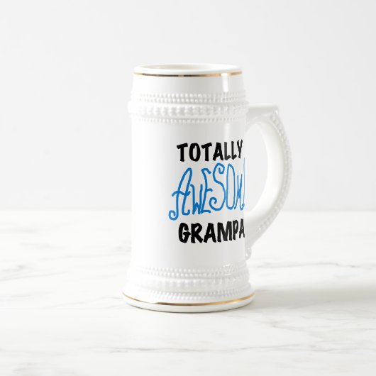 Blauw geheel Geweldige Grampa T-shirts en cadeautj Bierpul (Voorkant rechts)