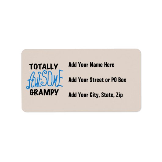 Blauw geheel Geweldige grijze T-shirts en cadeautj Etiket (Voorkant)