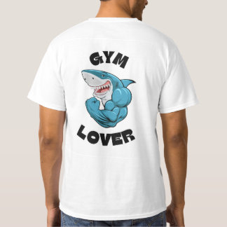 Blauw geïllustreerd haaiengym Lover T-Shirt