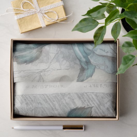 Blauw  Geïnspireerd Bloemen Decoupage Tissuepapier (Geschenk)