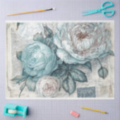 Blauw  Geïnspireerd Bloemen Decoupage Tissuepapier (Craft)