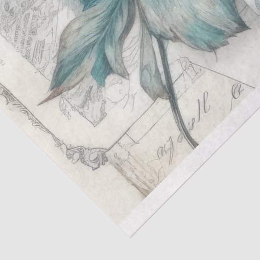 Blauw  Geïnspireerd Bloemen Decoupage Tissuepapier (Detail)