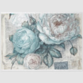 Blauw  Geïnspireerd Bloemen Decoupage Tissuepapier (Voorkant)