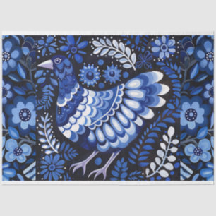 Blauw Geïnspireerd Vogelcollage Decoupage Tissuepapier