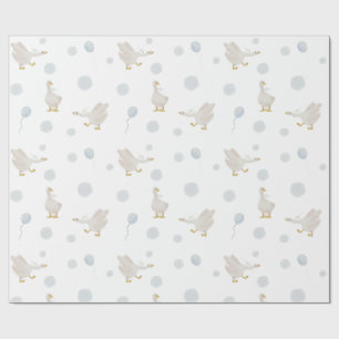 Blauw Gekke ganzenwikkelpapier Cadeaupapier