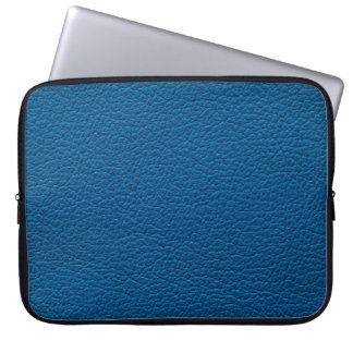 Blauw gekleurd leer, gestructureerd oppervlak laptop sleeve