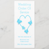 Blauw Gekleurd Vlinder Hart Trouwprogramma Programma (Voorkant)