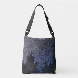 Blauw gekleurde bladeren ingewikkeld patroon goude crossbody tas