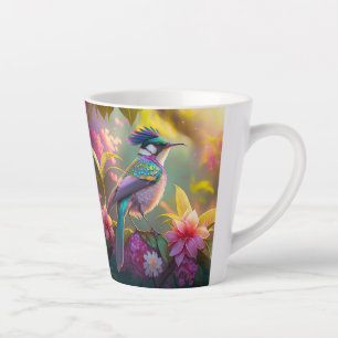 Blauw Gekuifde Regenboog Gevleugelde Zonnevogel Fa Latte Mok