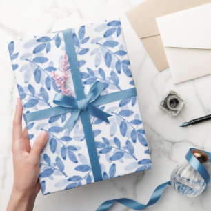 Blauw gelaagde Waterverf verliest patroon Cadeaupapier