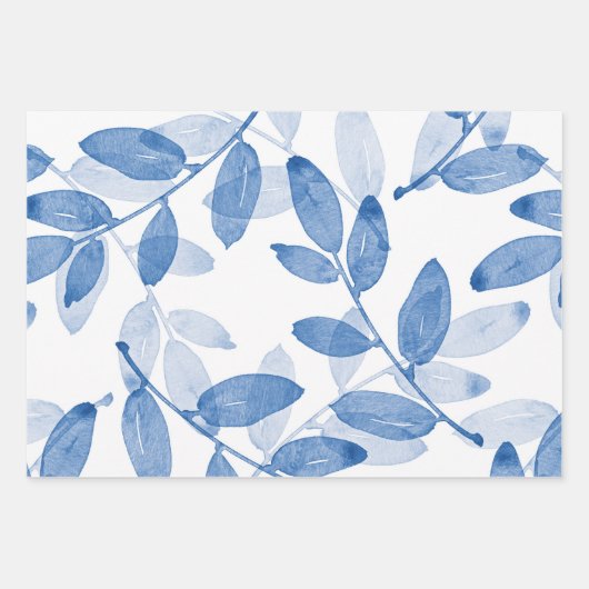 Blauw gelaagde Waterverf verliest patroon Inpakpapier Vel (Voorkant 2)