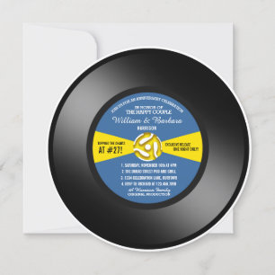 Blauw gelabelde vinyl 45 toeren jubileumfeest kaart