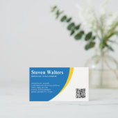 Blauw Gele Achtergrond | QR Code Sjabloon Visitekaartje (Staand voorkant)