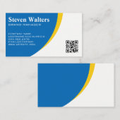 Blauw Gele Achtergrond | QR Code Sjabloon Visitekaartje (Voorkant / Achterkant)