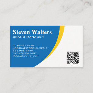 Blauw Gele Achtergrond QR Code Sjabloon Visitekaartje