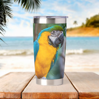 Blauw-gele Ara Geïsoleerde Drinkbeker