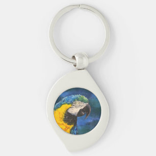 Blauw-gele ara papegaai sleutelhanger