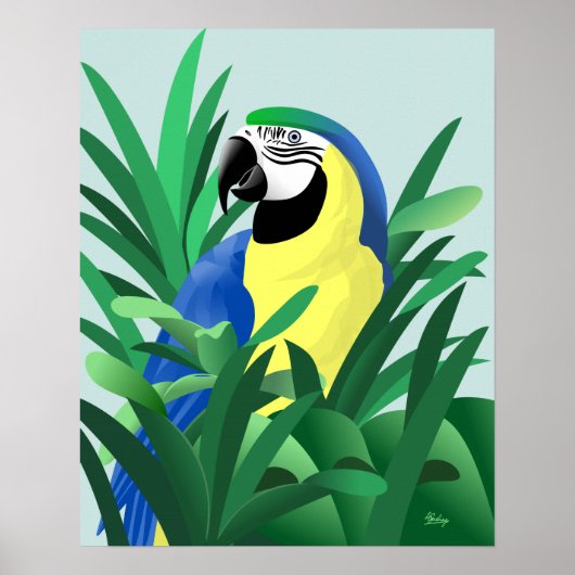 Blauw-gele ara poster (Voorkant)