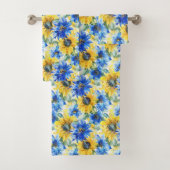 Blauw Gele Bloemen Bad Handdoek (Insitu)