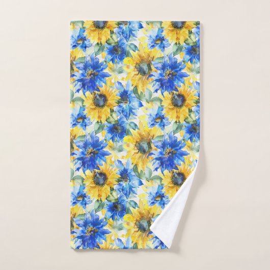 Blauw Gele Bloemen Bad Handdoek (Handdoek)