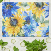 Blauw Gele Bloemen Bruidsborrel Theedoek (Gevouwen)