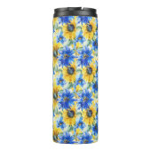 Blauw Gele Bloemen Thermosbeker (Achterkant)
