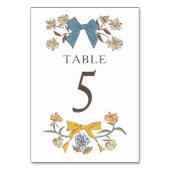 Blauw Gele Boho Bows Trouwtafel Nummer Kaart (Achterkant)