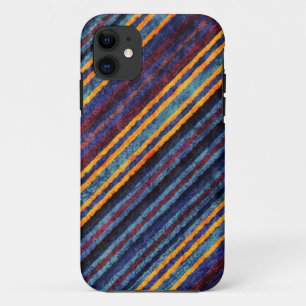  blauw gele bruine strepen patroon iPhone 11 hoesje