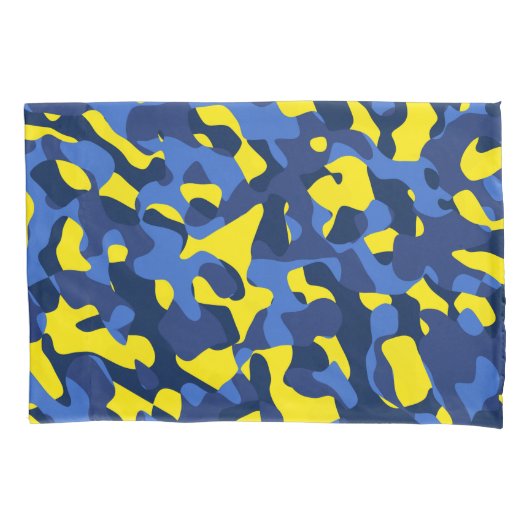 Blauw gele Camouflage printpatroon Kussensloop (Voorkant)