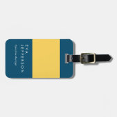 Blauw gele elegant, uniek modern bagagelabel (Voorkant horizontaal)