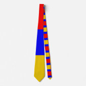 Blauw gele en rode kleurenblok afdrukken stropdas (Voorkant)