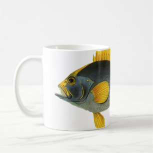 Blauw-gele Groepers Vis, Vintage Zeeleven Koffiemok