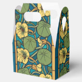 Blauw gele Nasturtium Flower Nouveau Pattern Bedankdoosjes (Geopend)