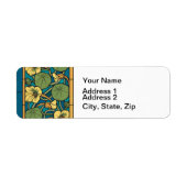 Blauw gele Nasturtium Flower Nouveau Pattern Etiket (Voorkant)