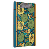 Blauw gele Nasturtium Flower Nouveau Pattern Klembord (Rechts)