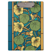 Blauw gele Nasturtium Flower Nouveau Pattern Klembord (Voorkant)