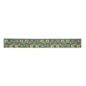 Blauw gele Nasturtium Flower Nouveau Pattern Lint (Voorkant)